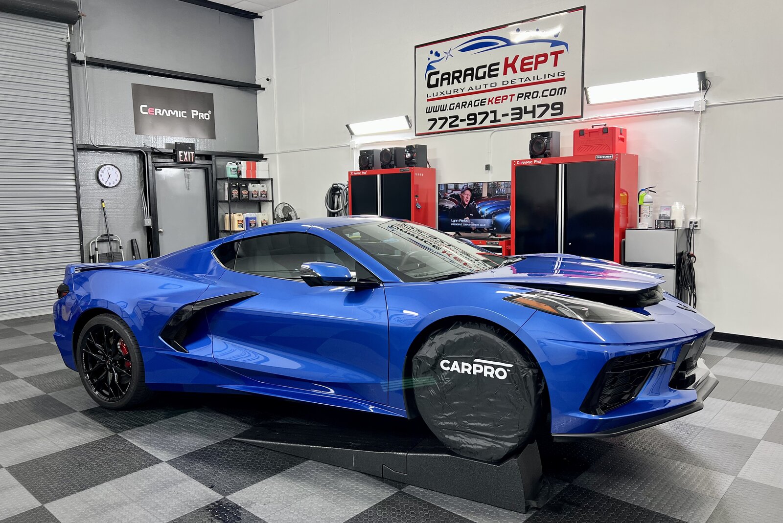 Corvette C8 in Elkhart Lake Blue — ceramic coating